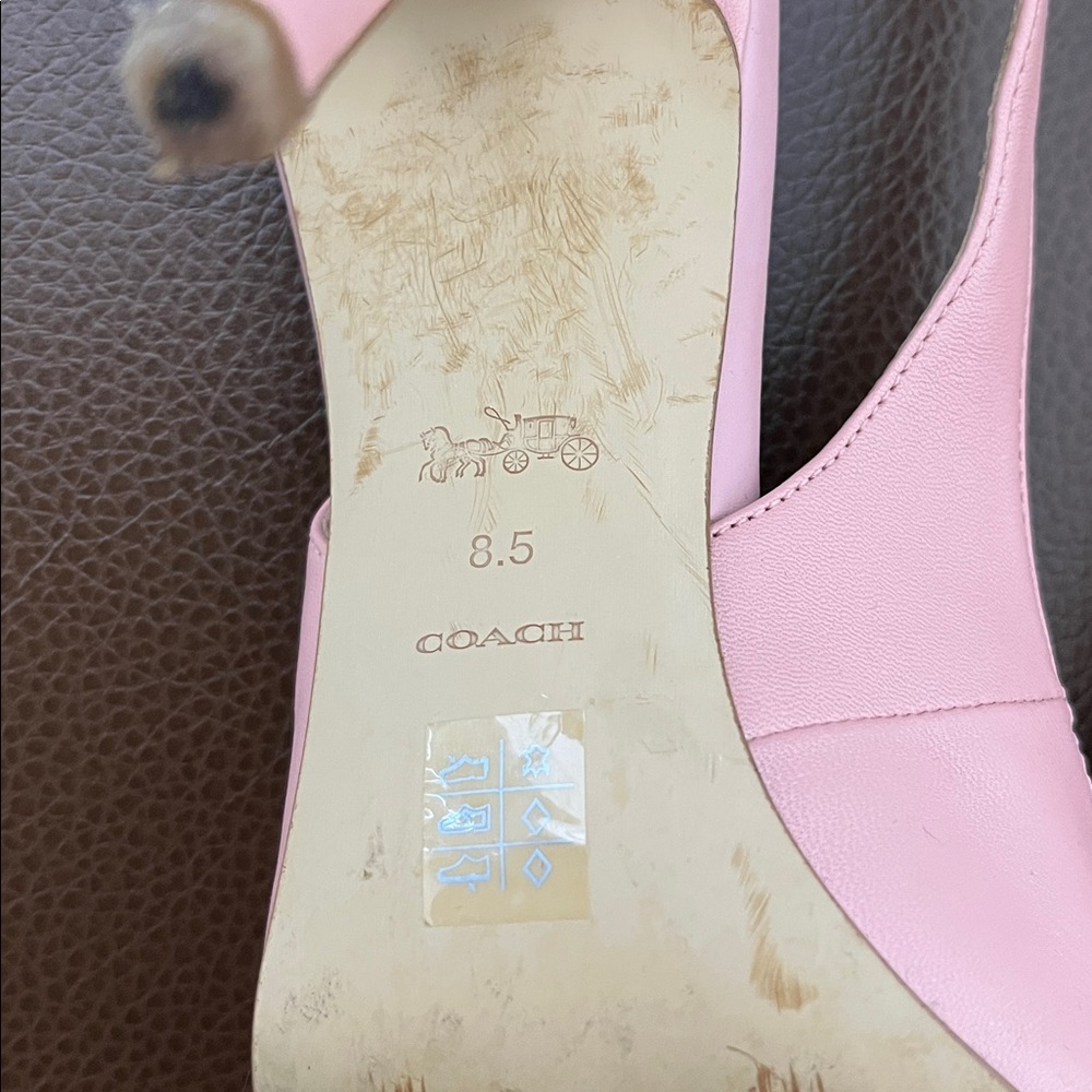 Coach Pink Pointed Leather Slingback Pumps - Picture 8 of 12
